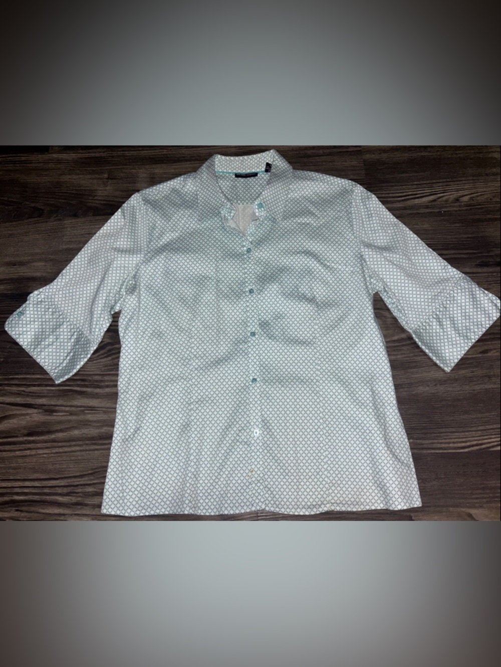 New York & Company Mint Green and White Dot Button-Down Shirt